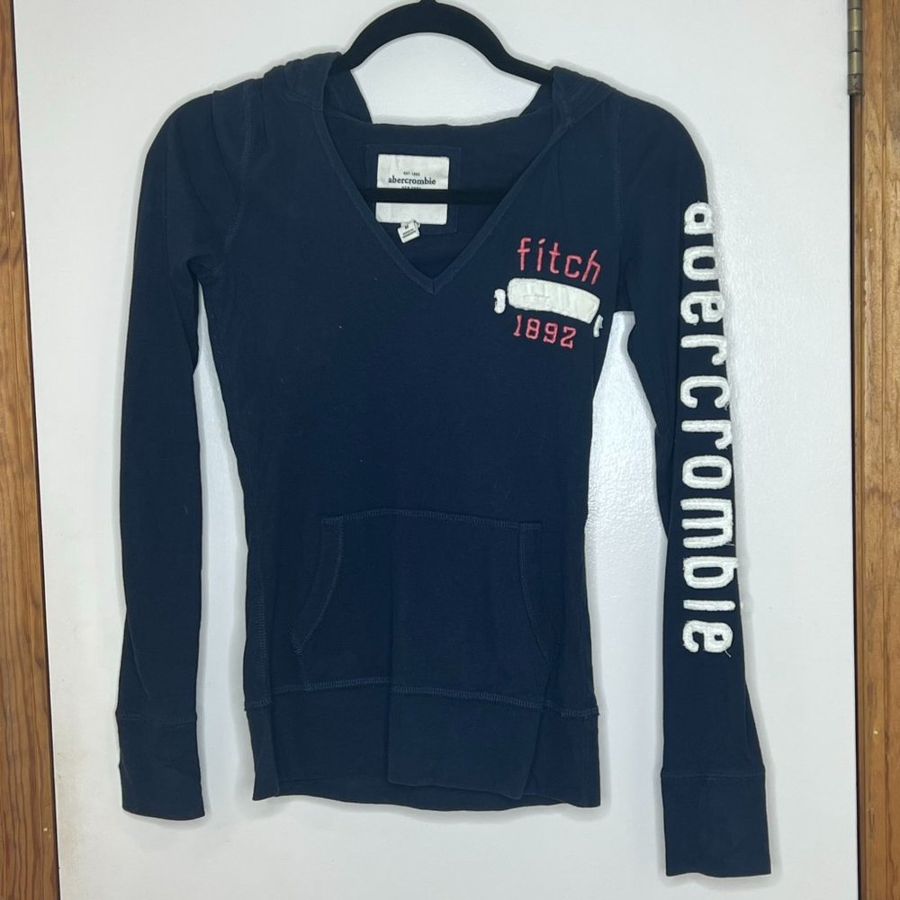 Medium Abercrombie and Fitch Hooded Long Sleeve Blue